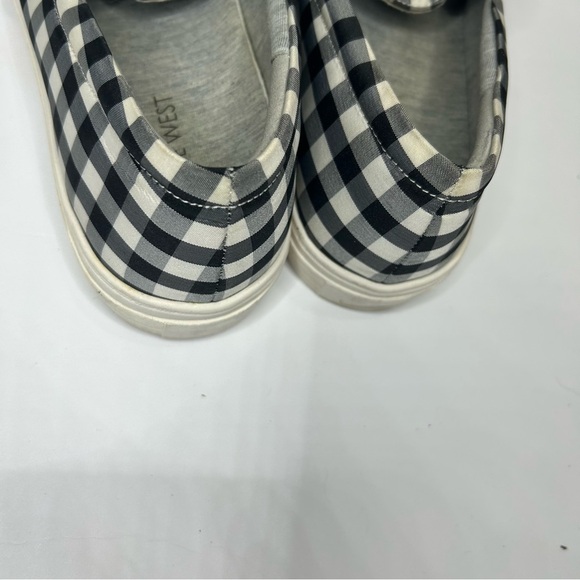 Nine West Gingham Black and White Bow Slip-On Sneakers women’s size 9.5 - Picture 2 of 5